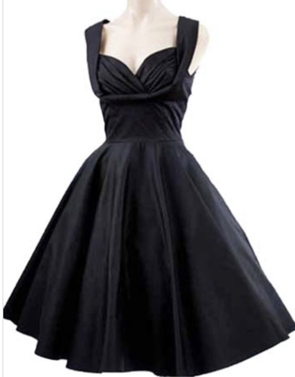 TRASHY DIVA 50's Sweetheart "Honey" Dress - Swing Circle Skirt - Black Cotton 8